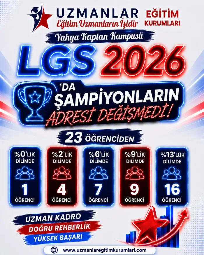 LGS 2026’da Uzmanlar Koleji Yahya Kaptan Kampüsü Başarı Tablosu